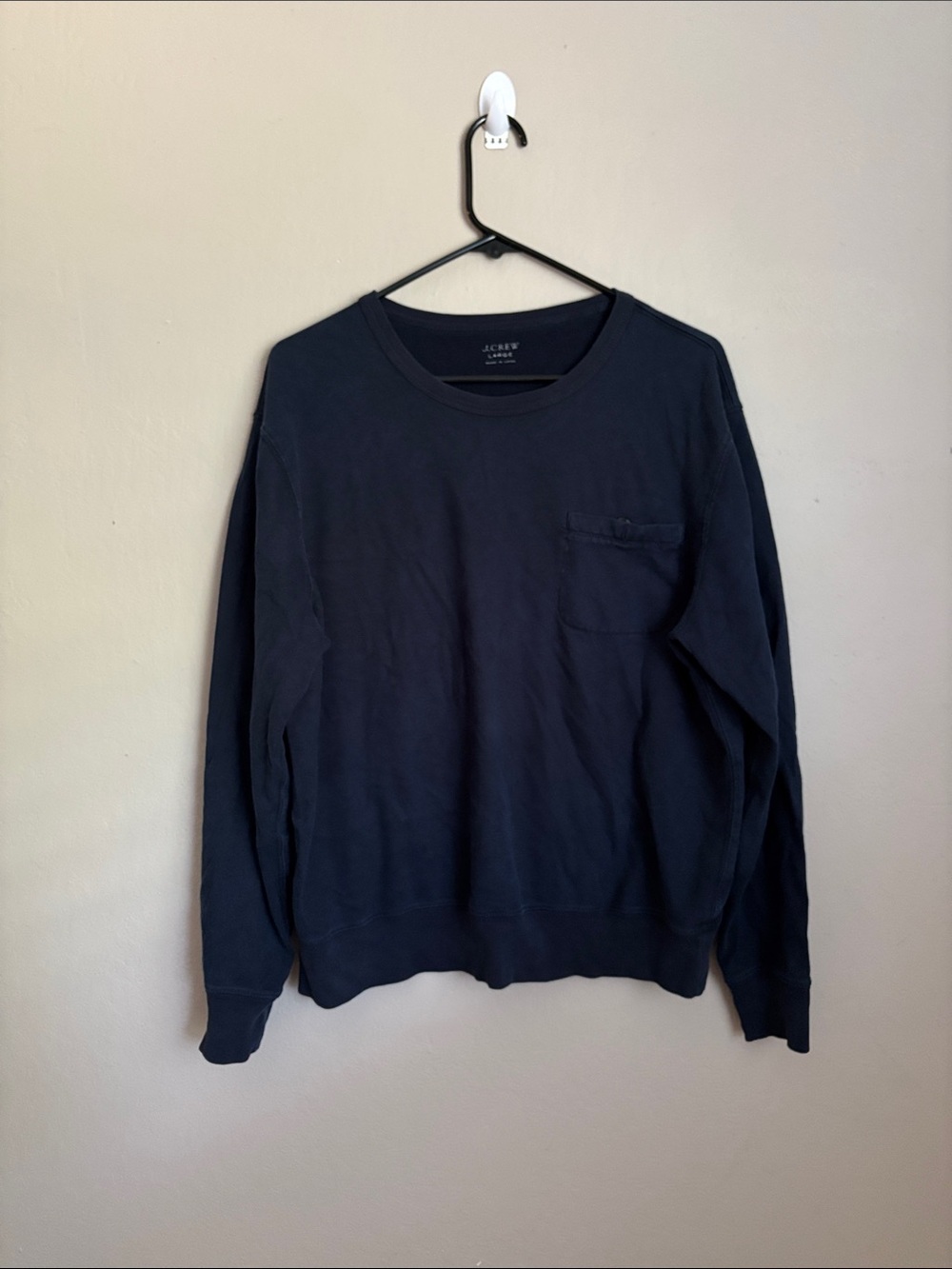 J. Crew Men's Cotton Navy Crewneck Sweater size large
